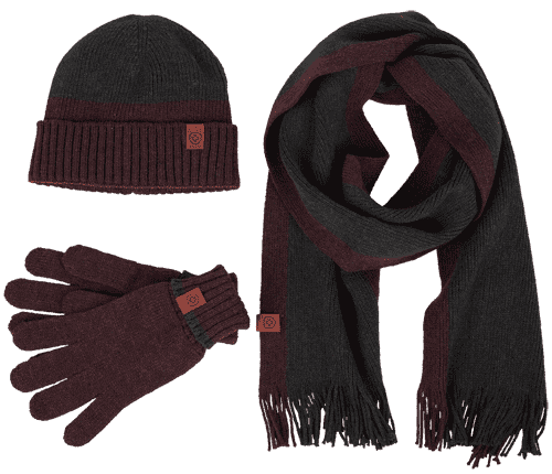 Classic Knit Set, 105, Anthracite/Bordeaux